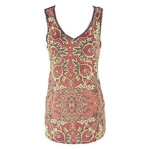 Open Gates Size S Orange Black Multi Ric Rac Trim Back Rayon Spandex Top